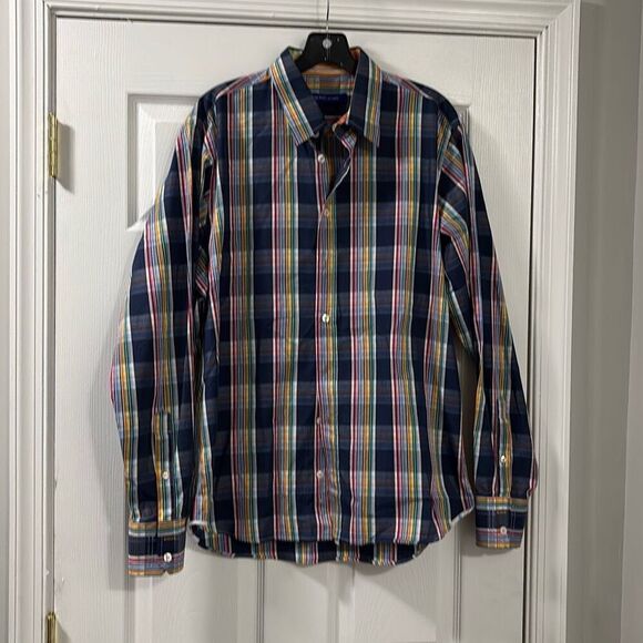 Georg Roth Los Angeles plaid button down shirt size large C20-14 - Picture 1 of 3